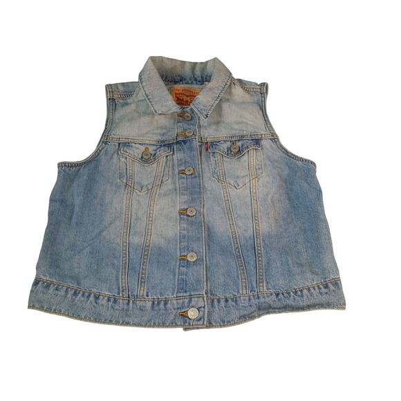 Levi Strauss Jacket Youth Girls Sz XL Sleeveless Denim‎ Blue Western Kidcore - Picture 1 of 6